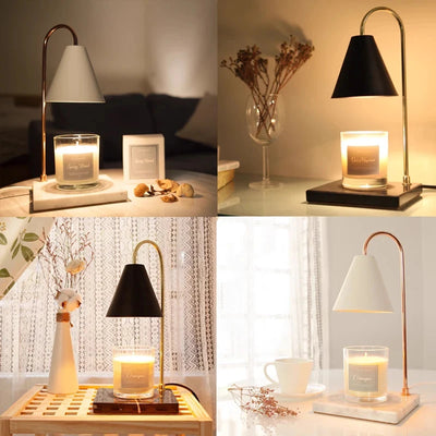 Bedside Candle Warmer Lamp Melt Lamps Stepless Dimming Table Lamp Wooden Base Candle Warmer Lamp 50W for Bedroom Decor Lighting