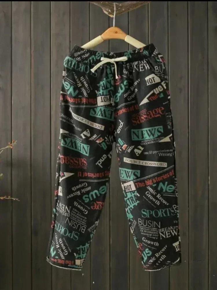 Fashion printed cotton linen harem pants for women 2025 summer casual high waist calf-length loose trousers female
