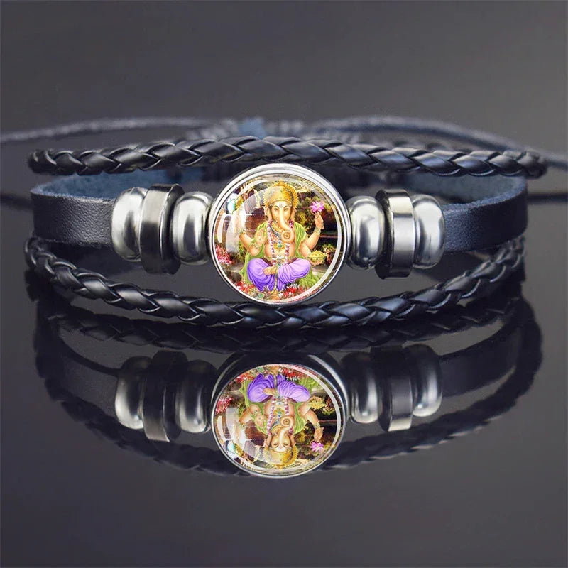 Hinduism God Bracelets Ganesha Vishnu Shiva Amulet Bracelet for Men Women Goddess of Kashmi Wealth Bangle India Buddhism Jewelry