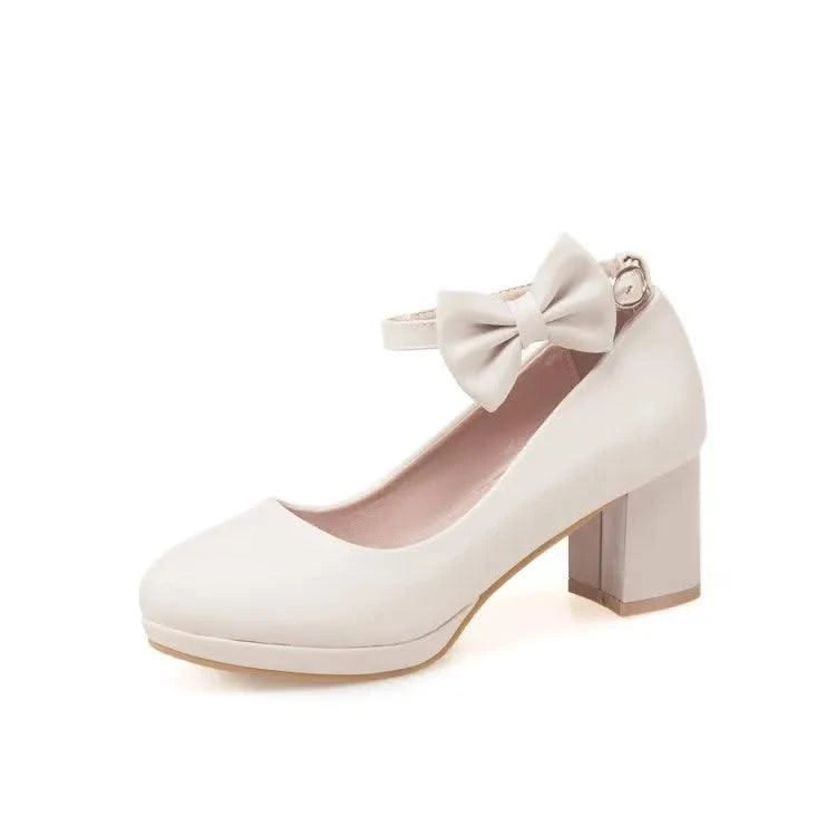 Girl's Fashion Bow Thick Heel Shallow High Heel Shoes |  Platform Pumps For Party, Wedding 30-43 | Kids, Children Fashion