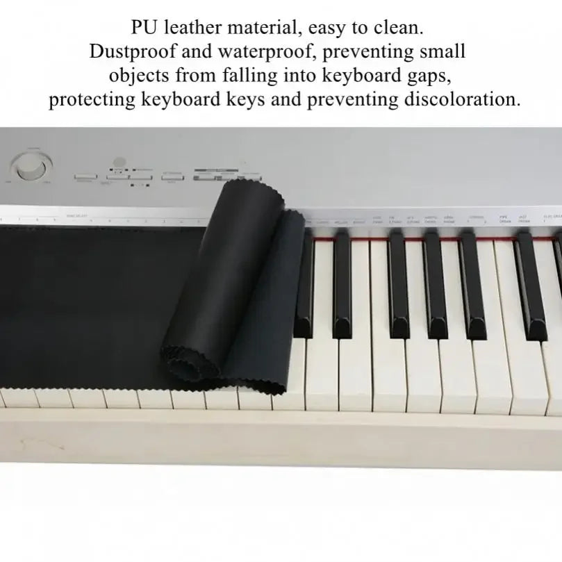 125x15.5cm/49.2x6.1inch PU Leather Black Piano Keyboard Dust Cover for 88 Keys Upright Pianos / Grand Pianos / Electric Pianos