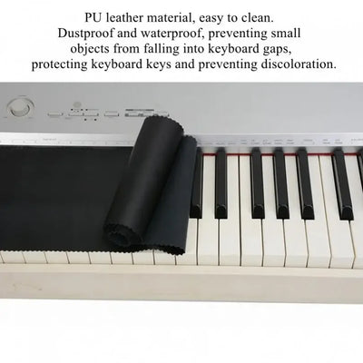 125x15.5cm/49.2x6.1inch PU Leather Black Piano Keyboard Dust Cover for 88 Keys Upright Pianos / Grand Pianos / Electric Pianos