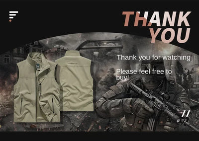 Summer Vest Men's Work Vest Large Size Golf Sleeveless Jacket Tactical windbreaker Hunting Camping Fishing waterproof Coat Parka