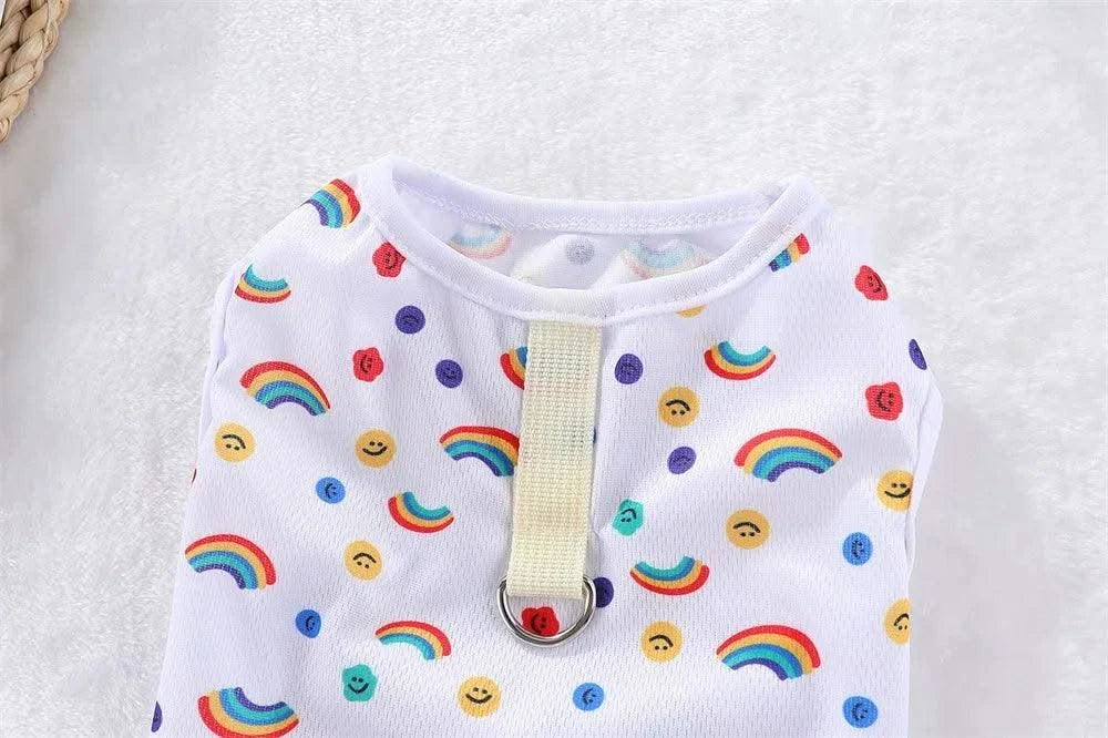 Summer Pet Dog Cooling Vest Cartoon Soft Clothing Summer Casual Shirts Small Medium Large Dogs Puppy French Bulldog Clothes