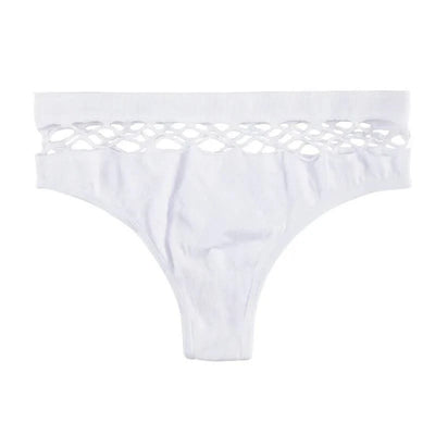 Sexy Women's Thong Panties Mid Waist Hollow G-Strings Lingerie Breathable Nylon Underwear Ladies Thongs Underpants