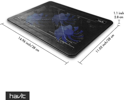 Laptop Cooling Pad, HV-F2056 15.6"-17" Laptop Cooler with 3 Quiet Fans for 12-17 Inch Notebook Gaming Fan Stable Stand Slim