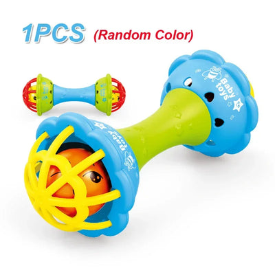 ASWJ Soft Baby Grasping Ball Rattles with Bell Ball Early Education Educational Sensory Toy Newborn Gift Random Color