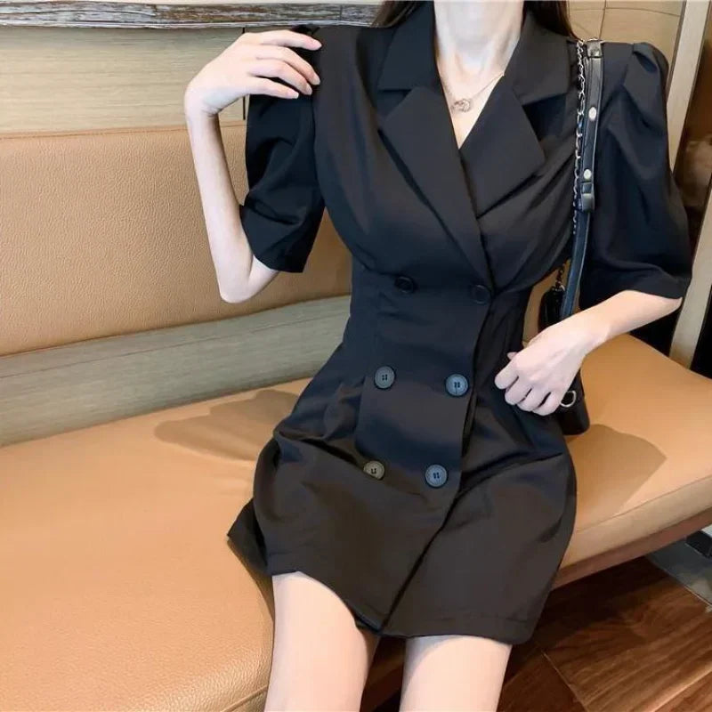 Dresses for Chic and Elegant Ladies Vintage Trend Women's Summer Suit Dress 2024 Black New Hit Sexy Casual Korean Party Fashion