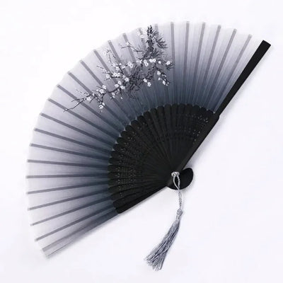 Hand Folding Fan BambooSilk Chinese Fan Hand Women Black Fan Summer Female Dance Hand Folding Fan Party Gift Hand Fans For Women