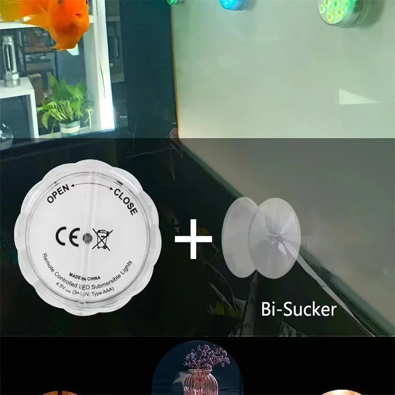 Submersible LED Lights, 8 Packs Upgraded Ponds Underwater 16 RGB Color Gradient, Hot Tub Decor, IP68 Waterproof
