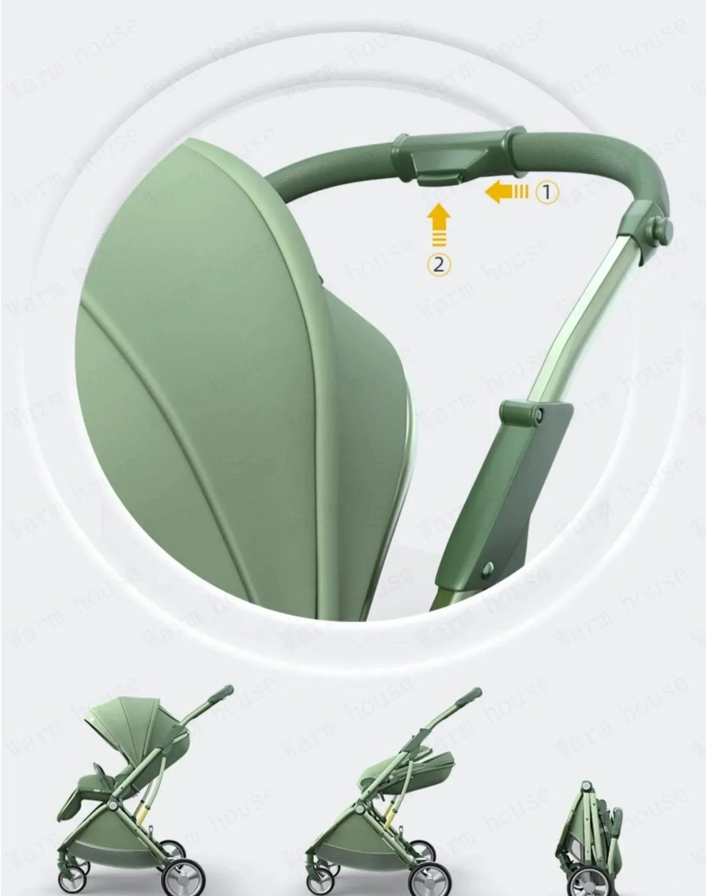 Portable Foldable Baby Stroller, High View Two-way Baby Stroller, Lightweight Travel Baby Stroller,  Adjustable Backrest