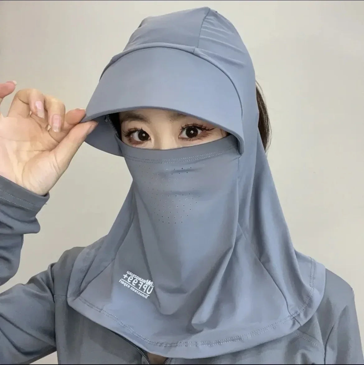 New sunscreen hat for women in summer, neck protection, face protection, cycling, sun hat, UV protection, face mask integrated