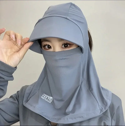 New sunscreen hat for women in summer, neck protection, face protection, cycling, sun hat, UV protection, face mask integrated