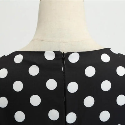 Women Vintage Dress Summer 50s 60s Retro Pin Up Swing Rockabilly Vestidos Elegant Black Polka Dot Office Party Dress