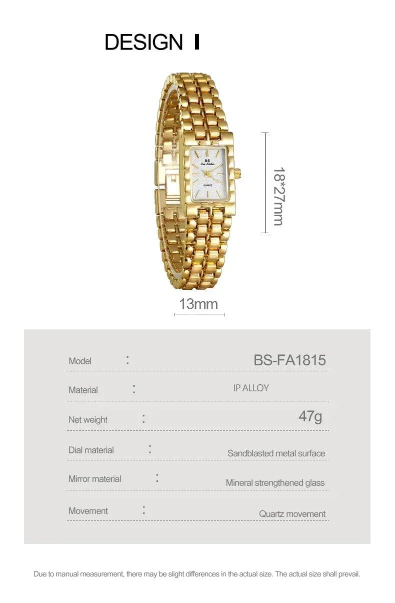 Luxury ladies’ watch retro elegant gold silver small square high quality watchchain gift watches for women