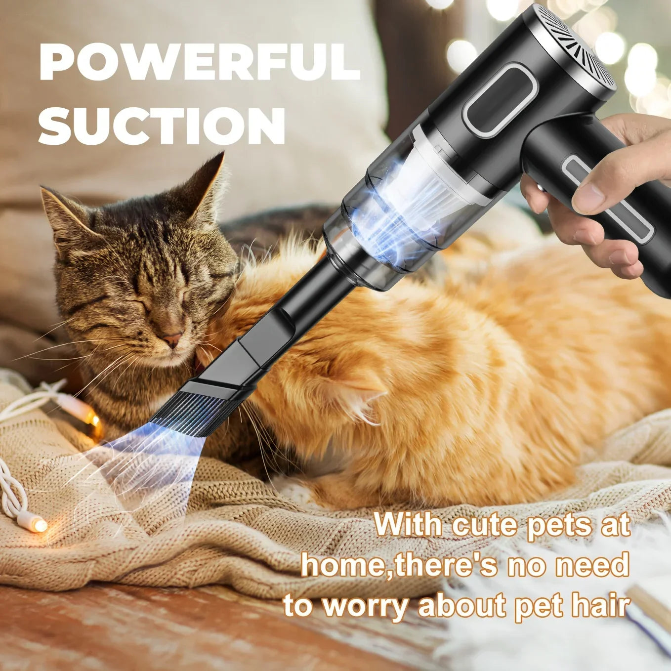 Portable Wireless Car Vacuum Cleaner with Strong Suction USB Rechargeable Mini Vacuum for Car Home Office Compact Spaces