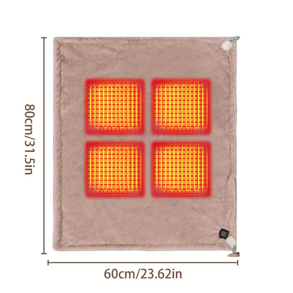 USB Electric Heated Blanket 3Heating Levels Fleece Heated Blanket Portable Body Warmer Blanket Quickly Heated Cape Pad forOffice