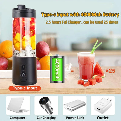 Portable Blender Smoothies Mini Portable Juicer Blender USB Rechargeable Portable Blender for Smoothies Fresh Fruit Juice Mixer