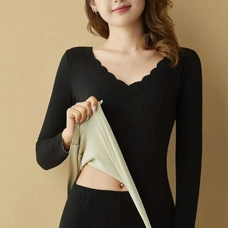 Womens Thermal Underwear Long Thermal Underwear Shirt Soft Elastic Warmth Shirt Winter Underwear Comfortable for Women