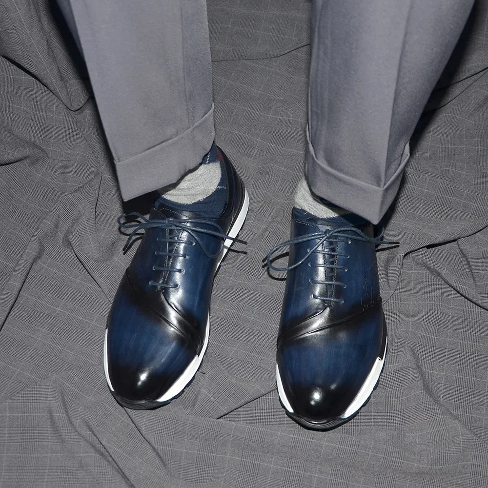 Luxury Brand Design Men's Oxford Shoes Fashion France Style Leather Sneakers Slip-on Casual Business Travel Non-slip Male Shoes