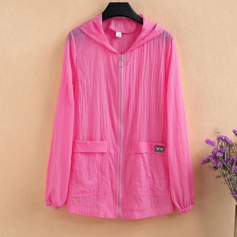2025 New Summer Women Jacket Hooded Beach UV Jackets Female Long Sleeve Thin Sun Protection Clothing Windbreaker Ladies Casual