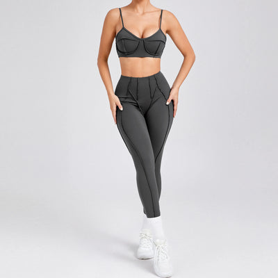 2025 Women Nude Straps Yoga Sets Squat Proof Sports Bra Workout High Waist Leggings Fitness Pant Female Active Wear Suits