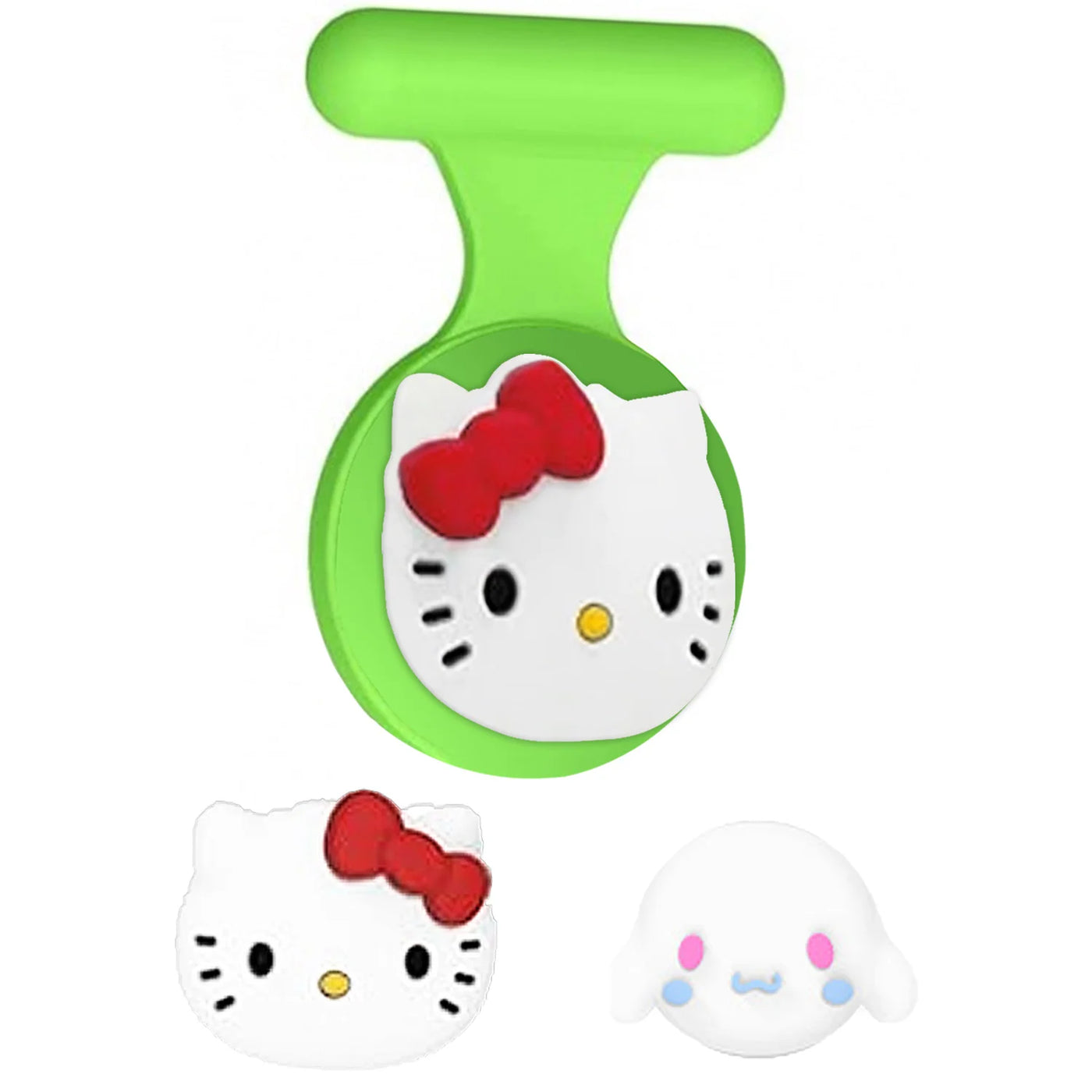 Green Hello Kitty AirTag holder lanyard with red bow for girls
