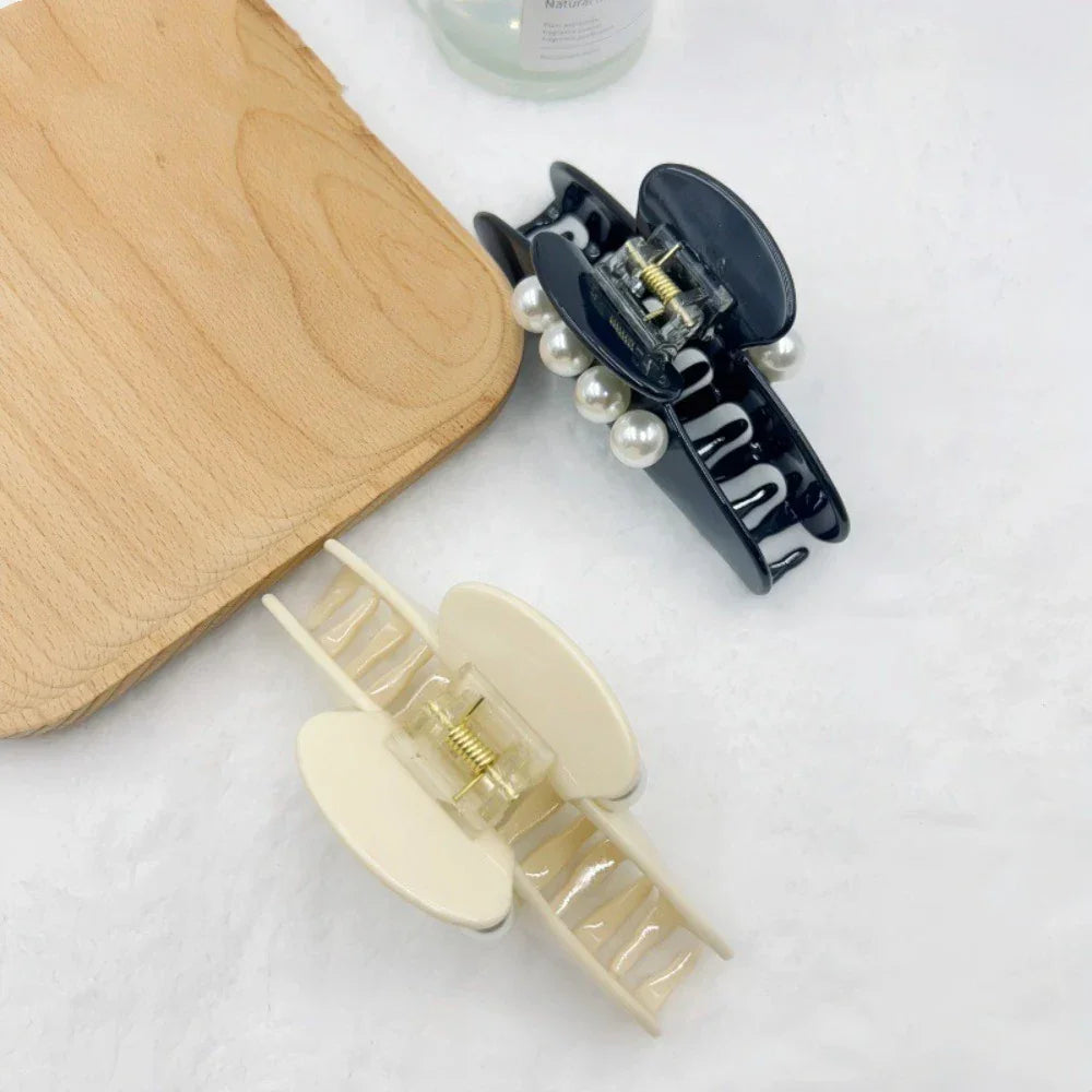 Hair Jewelry Ornament French Design Hair Claw Clip Elegant Long Pearl Women Acetate Hair Clips Korean Style Vintage