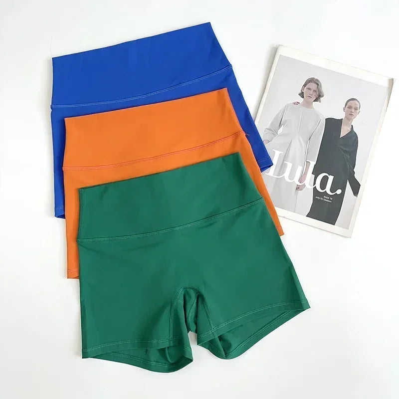 Women Sports Biker Shorts Women Naked Feeling High Waist Yoga Shorts Push Up Fitness Leggings Tummy Control Yoga Slim Shorts🩳👍