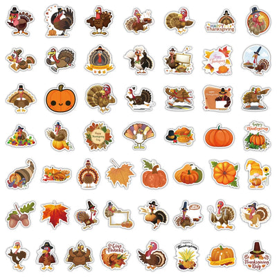 10/50/100PCS Thanksgiving Funny Turkey Creative Decorative Stickers Personalized DIY Refrigerator Scrapbook Diary Decals Toy