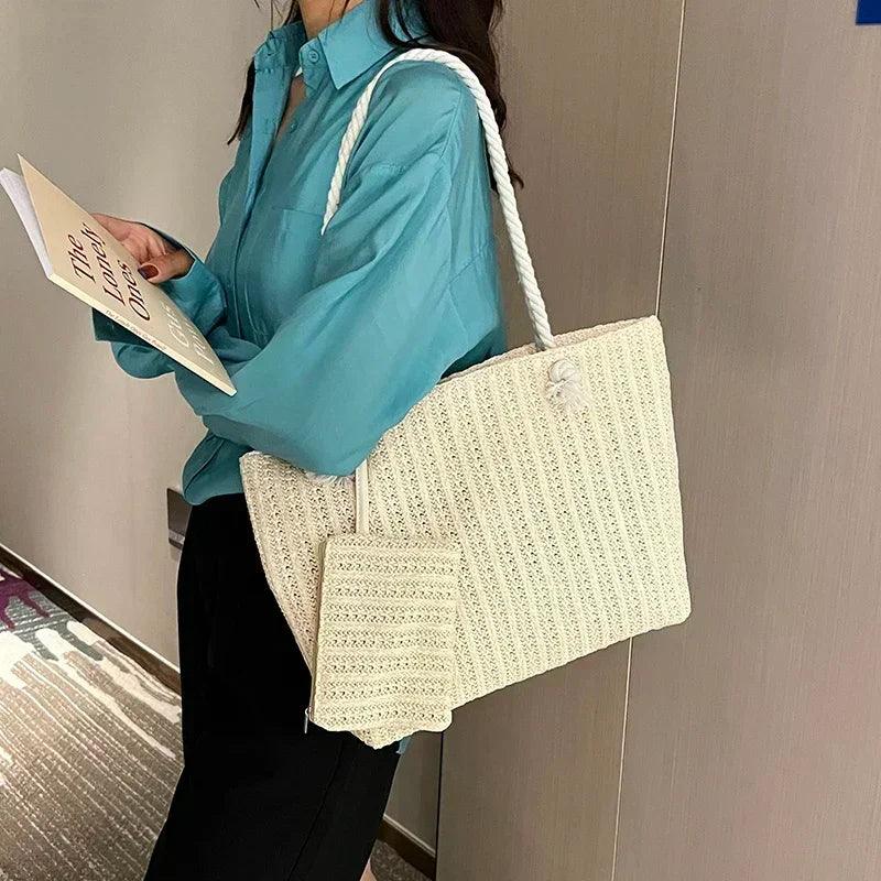 Designer women handbags fashion large capacity straw tote bag summer beach casual bali big purse