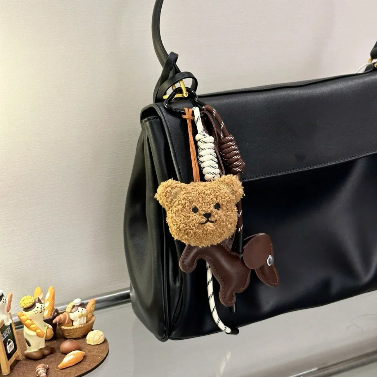 Ins Cute Plush Doll Keychain Bear Rabbit Mobile Phone Pendant Bag Car Autumn/Winter Accessories For Girl Women Gifts Y2k