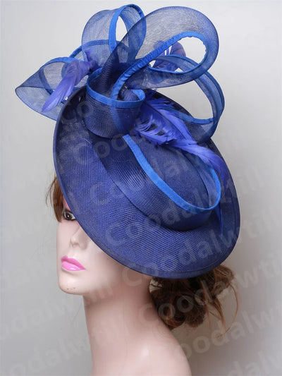 Royal Ascot Red Hair Fascinator Veils Hat Women Church Wedding Fascinaors Hat Headband Feather Derby Headpiece Ladies Chapeau