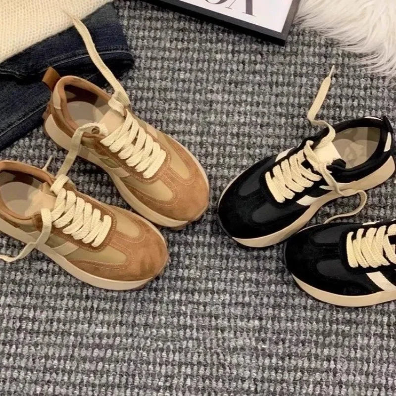 Women Sneakers Fashion Designer Platform Shoe Height Increasing Casual Sport Shoes for Women Lace Up Vulcanize Shoes Tenis Mujer