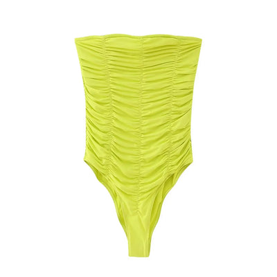 2025 New Women's Swimwear Ruched Design Swimsuit Sexy Beach Style Fashionable and Beautiful
