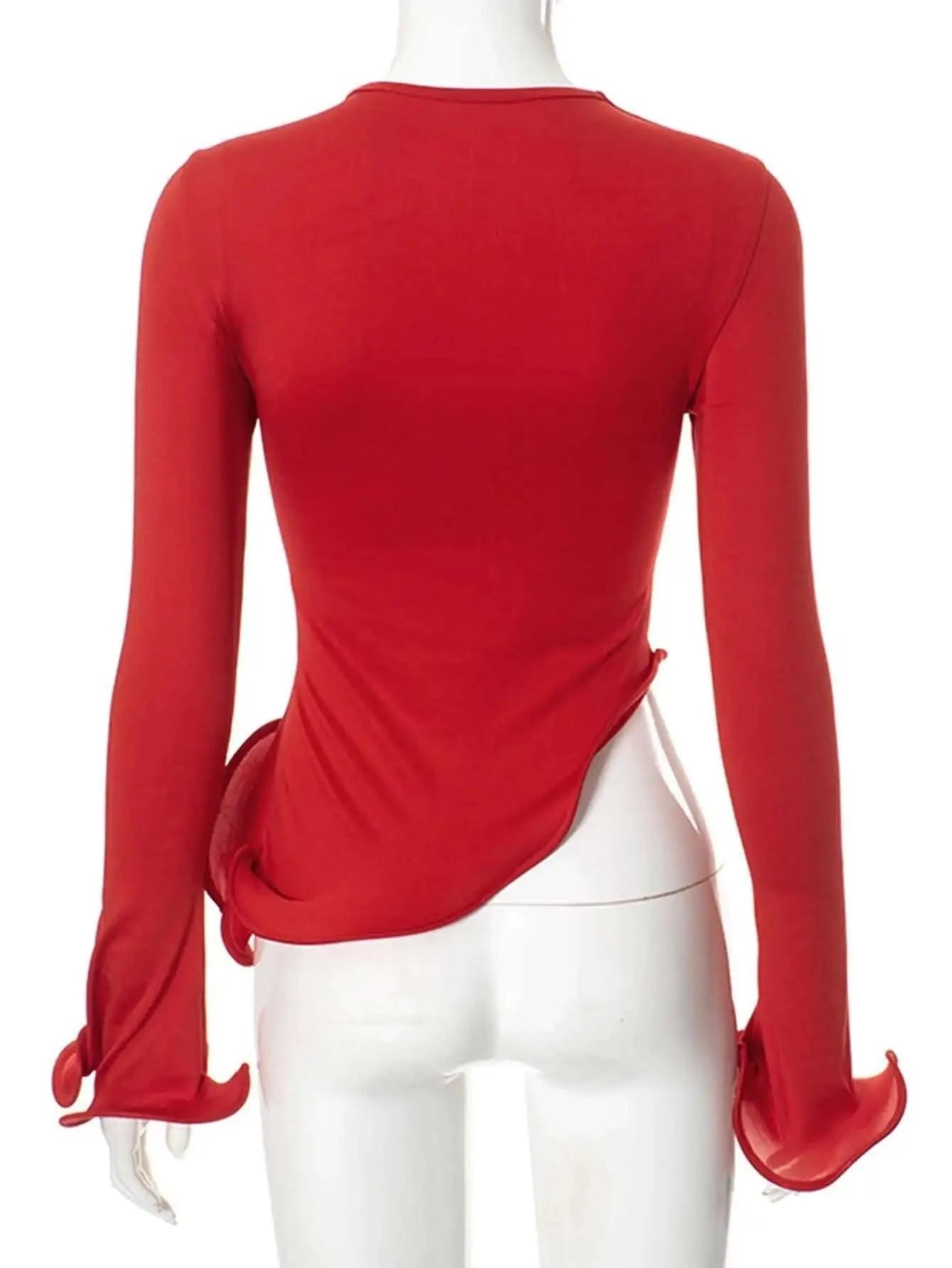 Red ruffles crop top for women