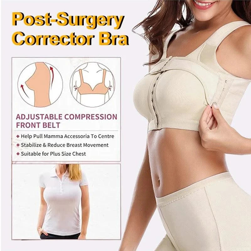 Dimmkof Front Buckle Closure Compression Bras Women's Adjustable Strap Posture Corrector Bras with Breast Support Band Shapewear