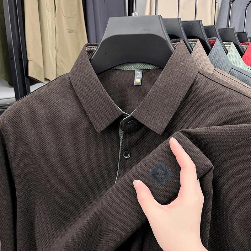 Designer Brand Men's Polo Shirt Lapel T-Shirt Autumn New Exquisite Letter Print Long Sleeve Fashion Casual Business Menswear Top