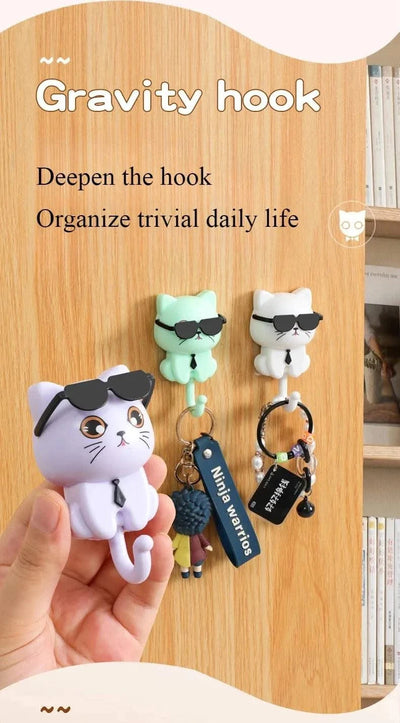 Kitten Hooks Cartoon Cats Gravities Induction Decorative Hooks Storage Racks for Keys Umbrellas Towels Adhesive Hooks Home Items