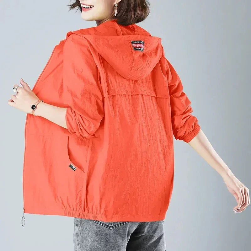 2025 New Fashion Summer Sun Protection Clothing Women Hooded Short Breathable Loose Print Thin Casual Sun Jackets Female Coats