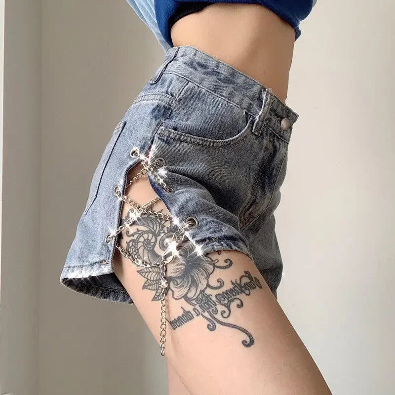 Short Pants for Woman To Wear Sexy Mini Women's Shorts Jeans Denim Biker Clothes Design Outfits Aesthetic Korean Style Elasticty