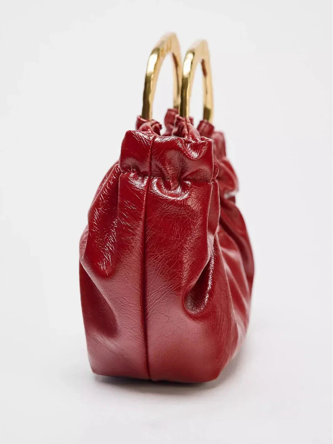 Fashion Ruched Women Handbags Designer Metal Handle Hand bag Luxury Oil Wax Pu Leather Shoulder Crossbody Bags Small Tote Purses