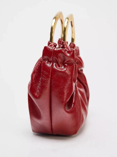 Fashion Ruched Women Handbags Designer Metal Handle Hand bag Luxury Oil Wax Pu Leather Shoulder Crossbody Bags Small Tote Purses