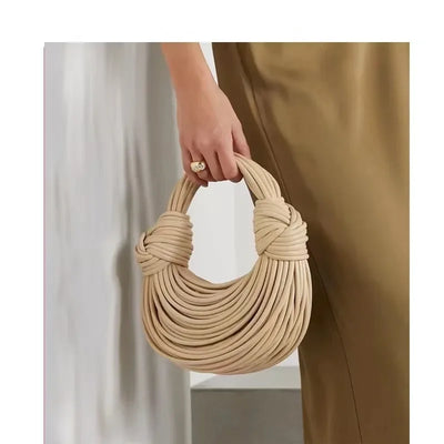 Handbags for Women 2025 New in Gold Luxury Designer Brand Handwoven Noodle Bags Rope Knotted Pulled Hobo Silver Evening Clutch