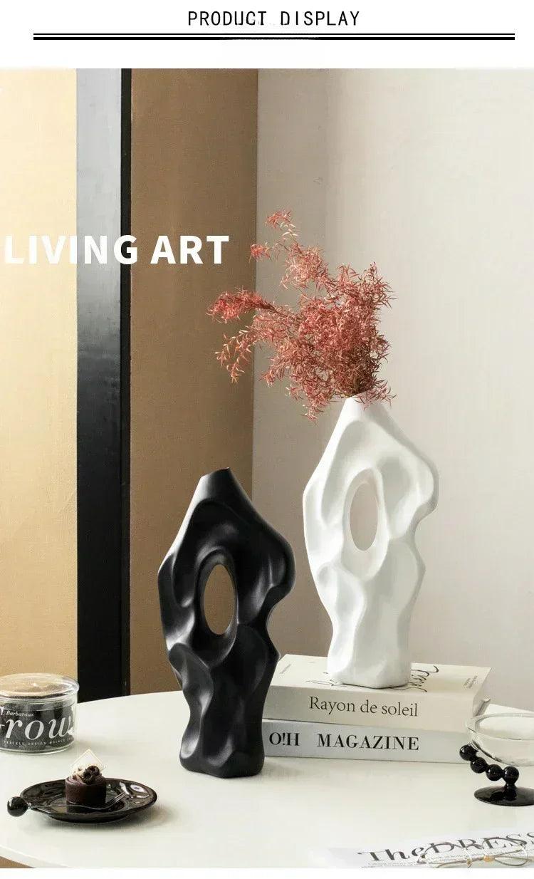Irregular home living room desktop atmosphere decoration modern and minimalist ceramic vase flower arrangement