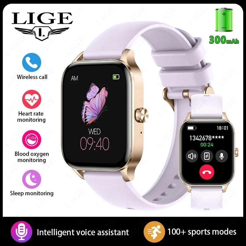 LIGE Fashion Smart Watch Women 1.85” HD Screen Custom Watch Face Women’s Health Monitor Watch Bluetooth Call Sports Smartwatches