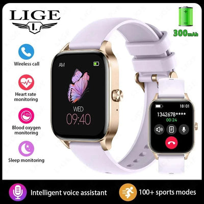 LIGE Fashion Smart Watch Women 1.85” HD Screen Custom Watch Face Women’s Health Monitor Watch Bluetooth Call Sports Smartwatches