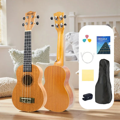 Ukulele Soprano 21 Inch Professional Acoustic Ukelele Four String Ukulele High Quality Solid Wood Beginner Kit for Kids Starter