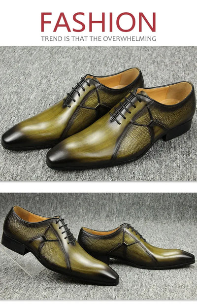 Men's Oxfords Leather Shoes for Male Office Formal Social Elegant Fashion Poited Toe Wedding Party High Quality Dress Offic Shoe