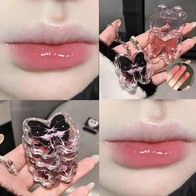 Butterfly Solid Lip Gloss Beauty Mirror Water Optical Gloss Gloss